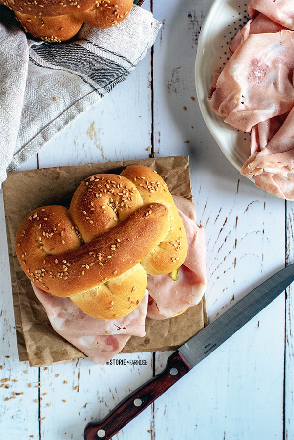 pane di semola con mortadella zenitale